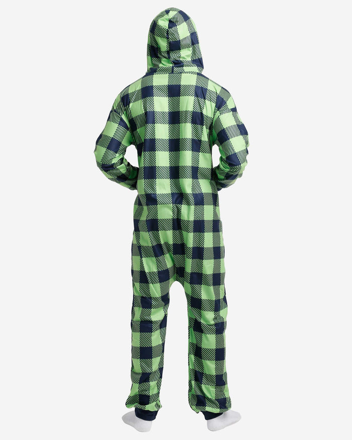 Seattle Seahawks Plaid One Piece Pajamas FOCO - FOCO.com