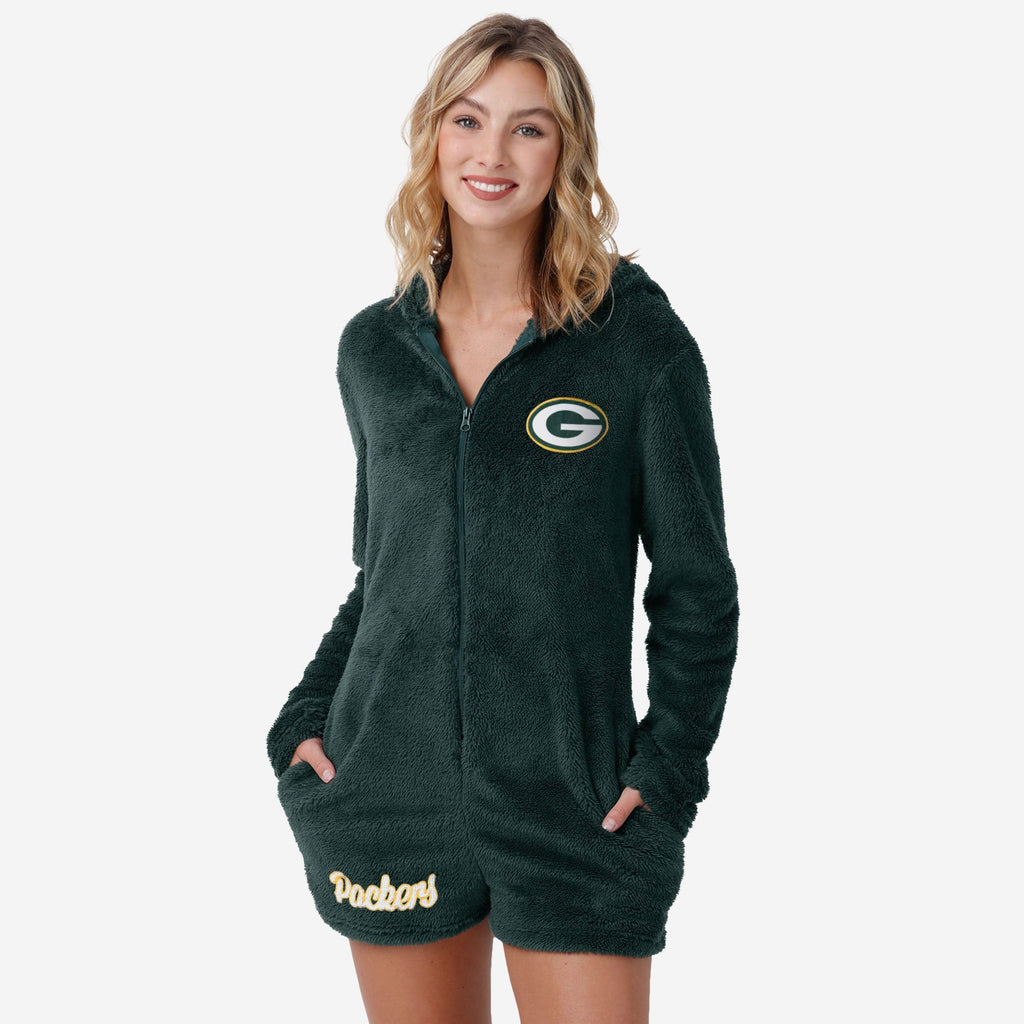 Green Bay Packers Womens Short Cozy One Piece Pajamas FOCO S - FOCO.com