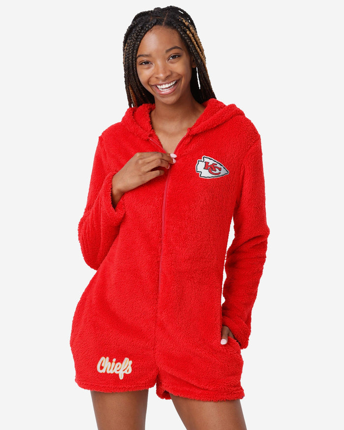 Kansas City Chiefs Womens Short Cozy One Piece Pajamas FOCO S - FOCO.com