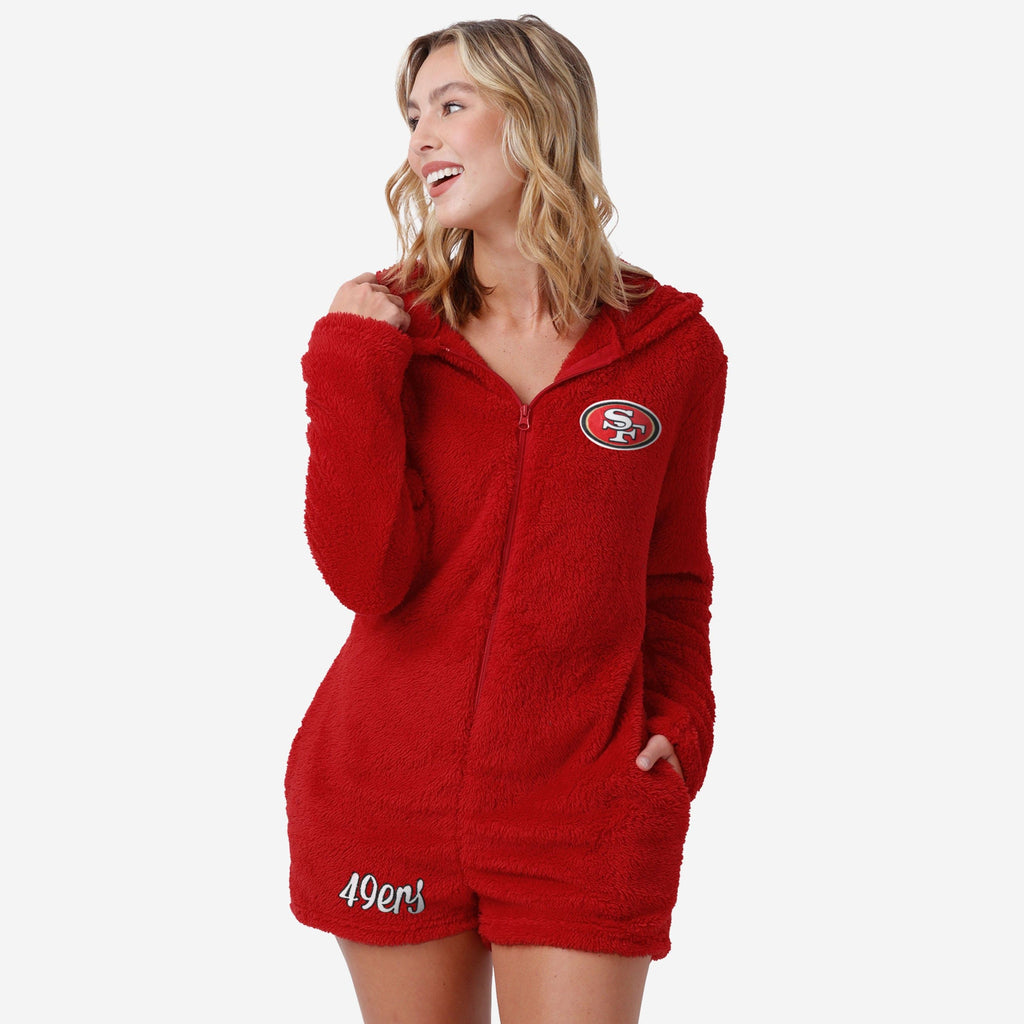 San Francisco 49ers Womens Short Cozy One Piece Pajamas FOCO S - FOCO.com