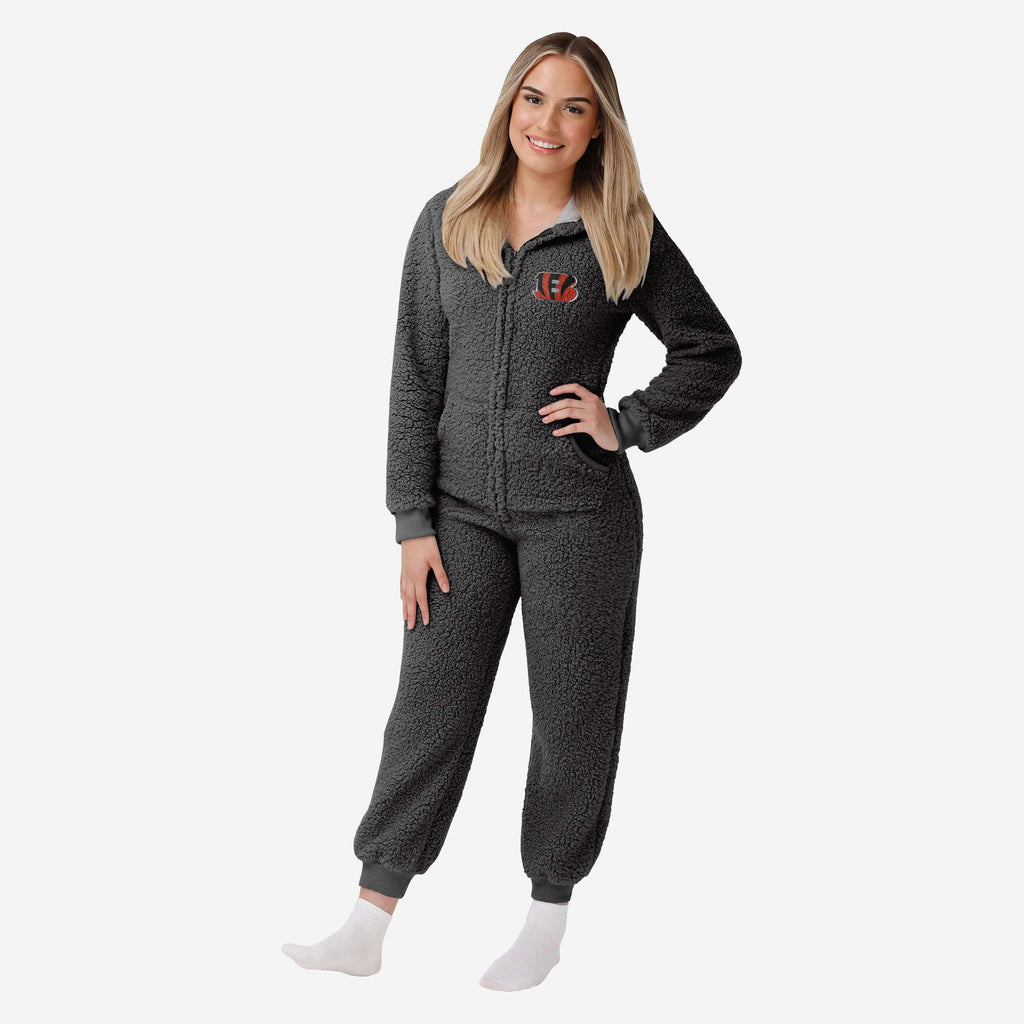 Cincinnati Bengals Womens Sherpa One Piece Pajamas FOCO S - FOCO.com