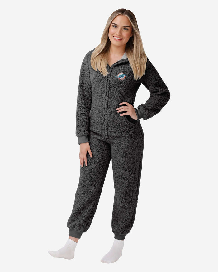 Miami Dolphins Womens Sherpa One Piece Pajamas FOCO S - FOCO.com