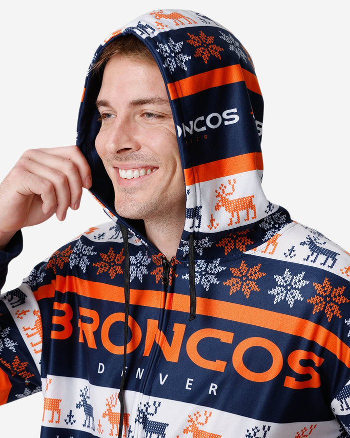 Denver Broncos Ugly Short One Piece Pajamas FOCO - FOCO.com