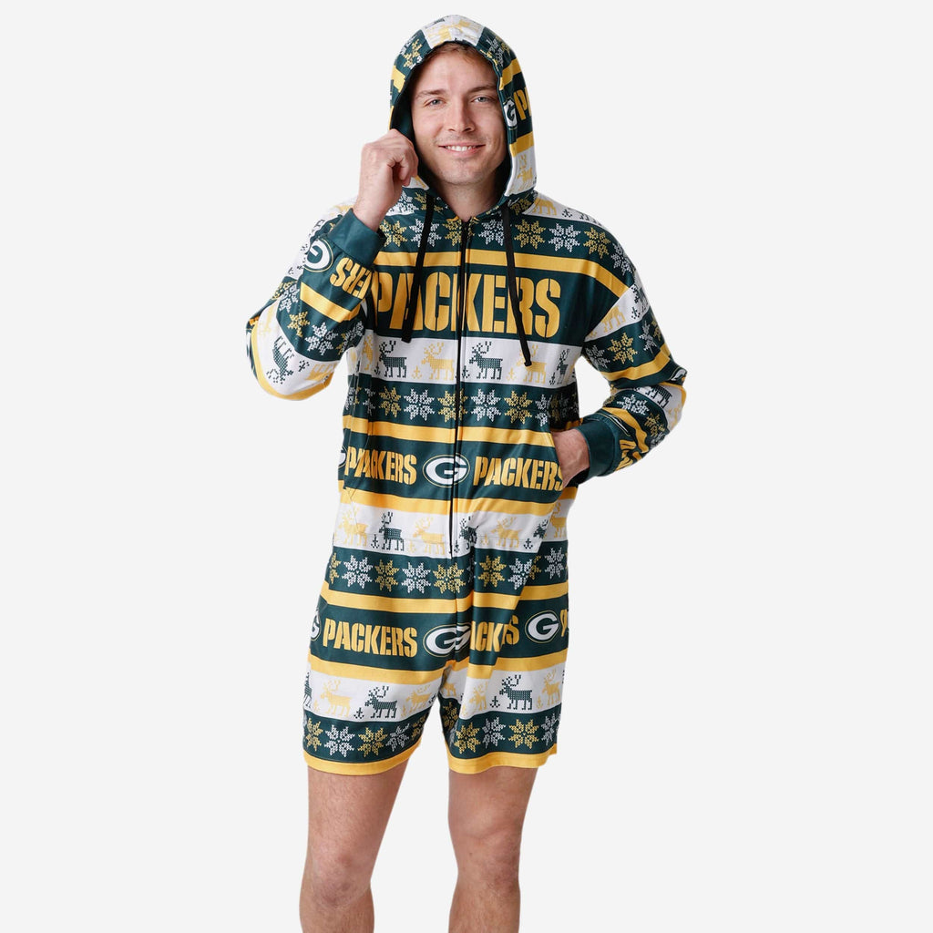 Green Bay Packers Ugly Short One Piece Pajamas FOCO S - FOCO.com