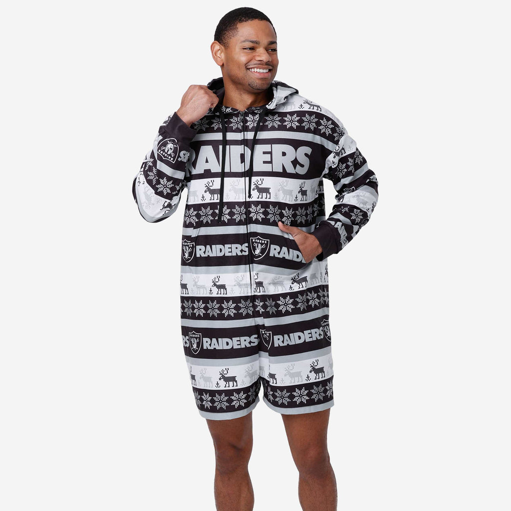 Las Vegas Raiders Ugly Short One Piece Pajamas FOCO - FOCO.com