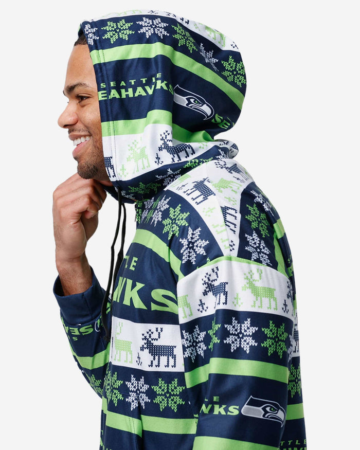 Seattle Seahawks Ugly Short One Piece Pajamas FOCO - FOCO.com