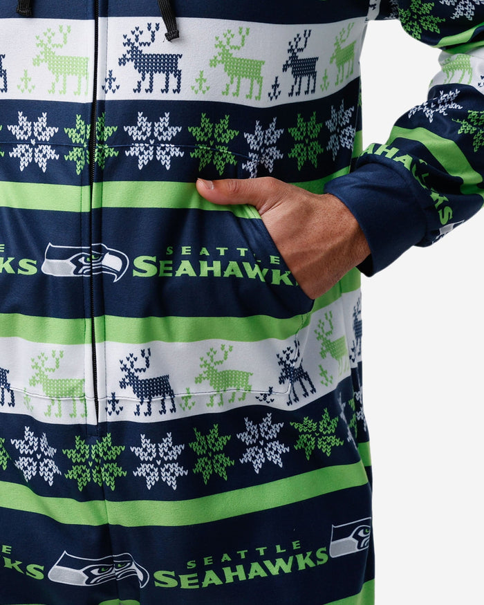 Seattle Seahawks Ugly Short One Piece Pajamas FOCO - FOCO.com