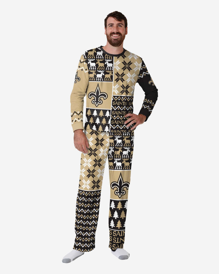 New Orleans Saints Mens Busy Block Family Holiday Pajamas FOCO S - FOCO.com