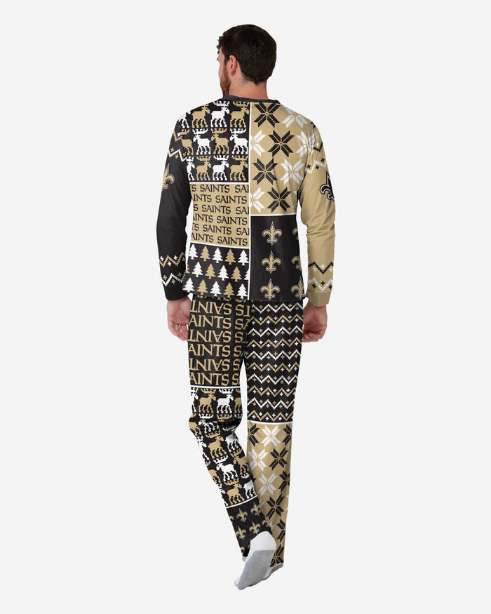 New Orleans Saints Mens Busy Block Family Holiday Pajamas FOCO - FOCO.com