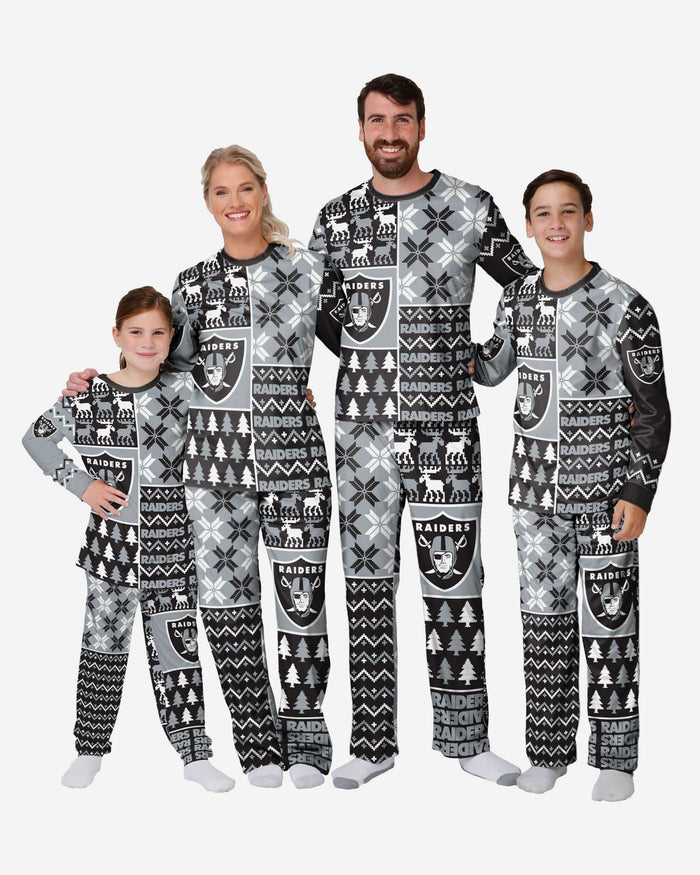 Las Vegas Raiders Mens Busy Block Family Holiday Pajamas FOCO - FOCO.com