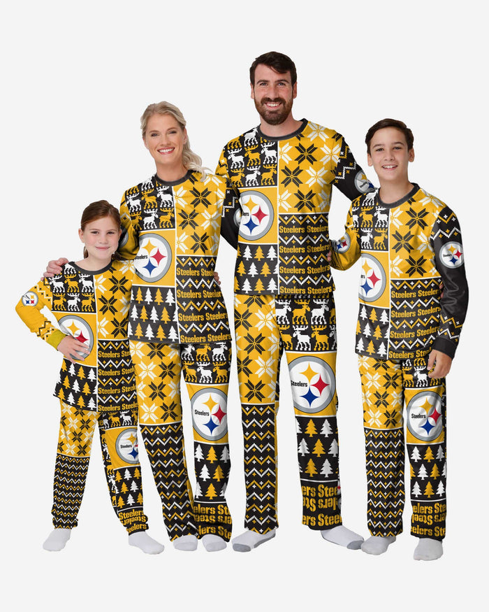 Pittsburgh Steelers Mens Busy Block Family Holiday Pajamas FOCO - FOCO.com