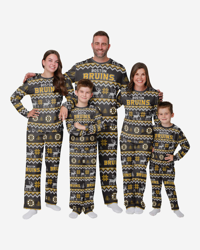Boston Bruins Mens Ugly Pattern Family Holiday Pajamas FOCO - FOCO.com