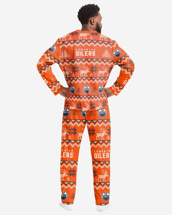 Edmonton Oilers Mens Ugly Pattern Family Holiday Pajamas FOCO - FOCO.com