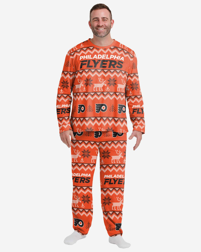 Philadelphia Flyers Mens Ugly Pattern Family Holiday Pajamas FOCO S - FOCO.com