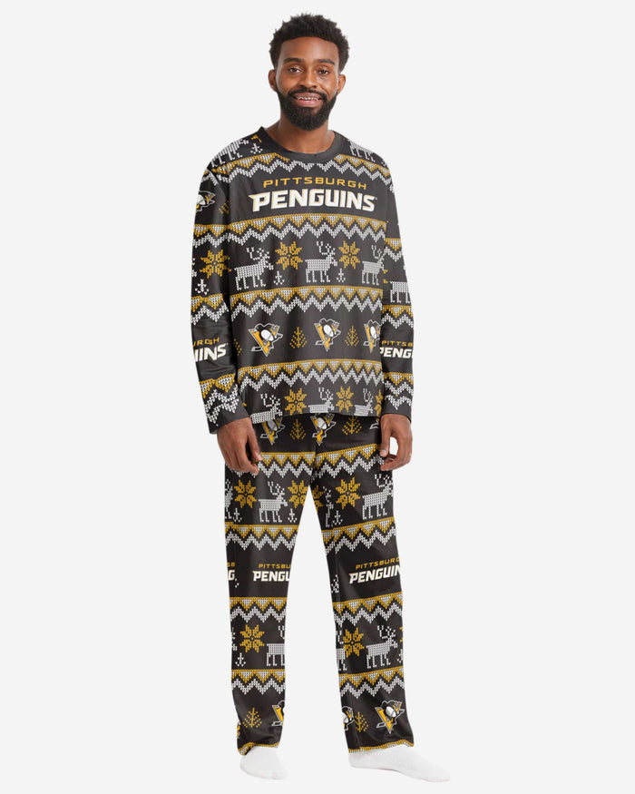 Pittsburgh Penguins Mens Ugly Pattern Family Holiday Pajamas FOCO S - FOCO.com