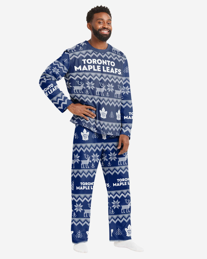 Toronto Maple Leafs Mens Ugly Pattern Family Holiday Pajamas FOCO S - FOCO.com