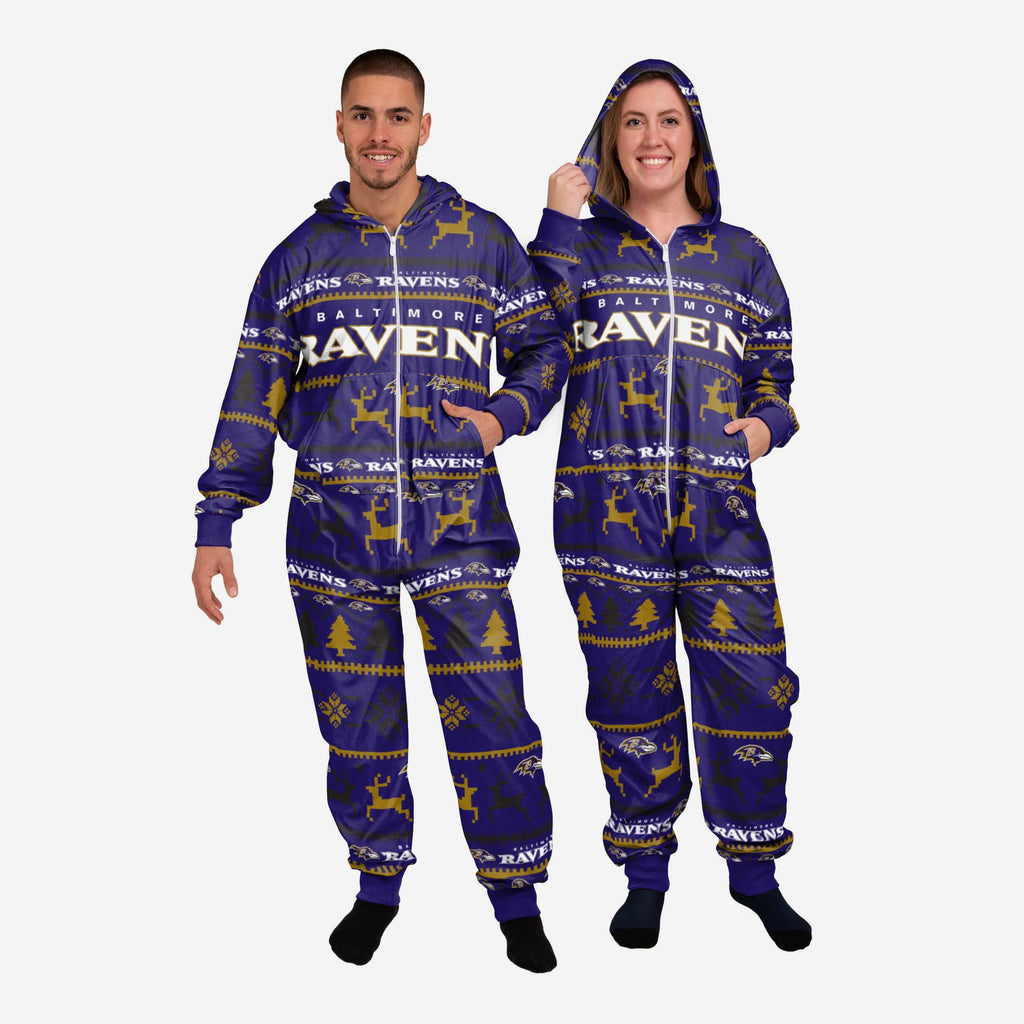 Baltimore Ravens Holiday One Piece Pajamas FOCO XS - FOCO.com