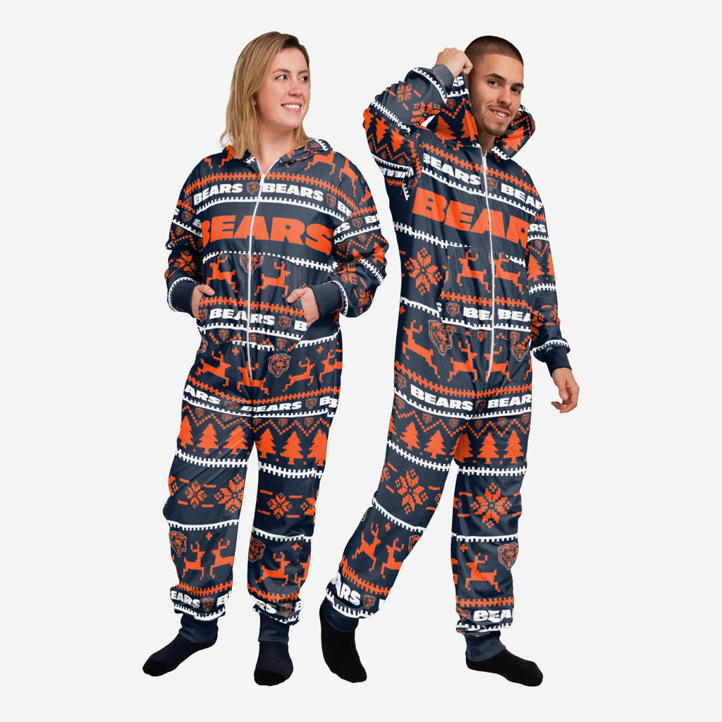 Chicago Bears Holiday One Piece Pajamas FOCO XS - FOCO.com