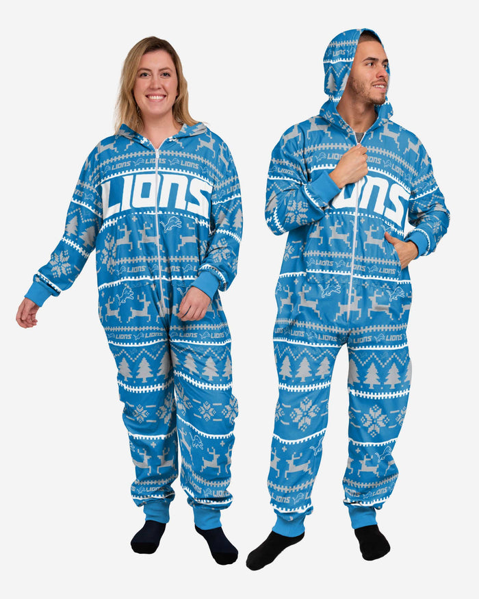 Detroit Lions Holiday One Piece Pajamas FOCO XS - FOCO.com