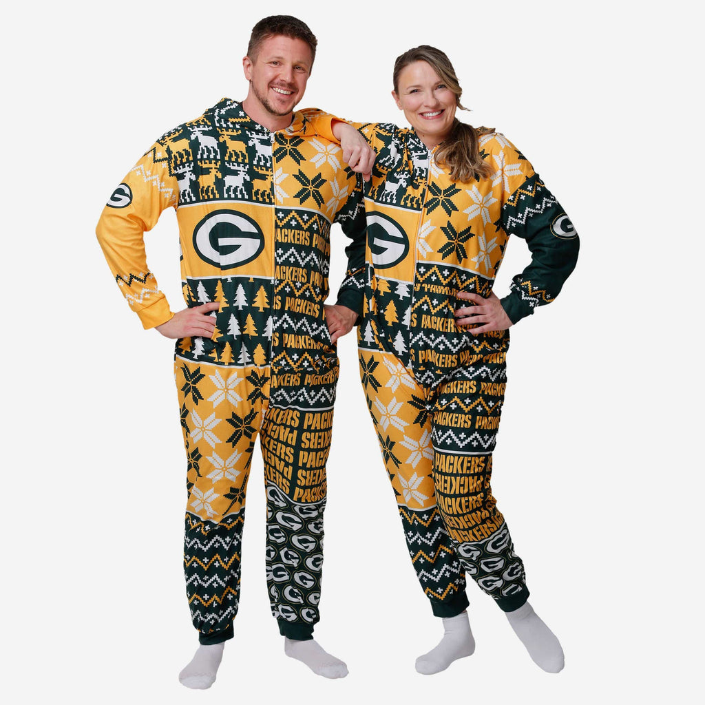 Green Bay Packers Busy Block One Piece Pajamas FOCO S - FOCO.com