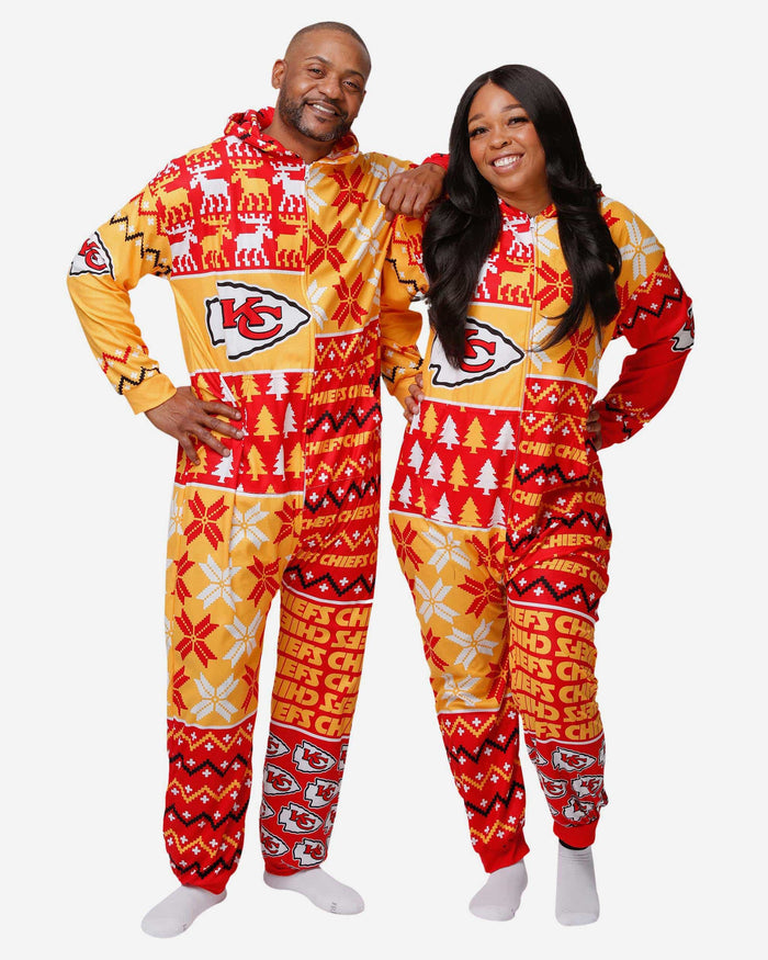 Kansas City Chiefs Busy Block One Piece Pajamas FOCO S - FOCO.com