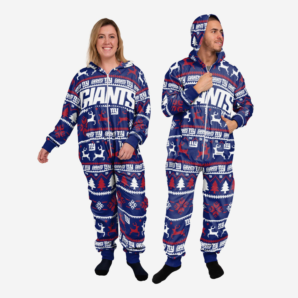 New York Giants Holiday One Piece Pajamas FOCO XS - FOCO.com