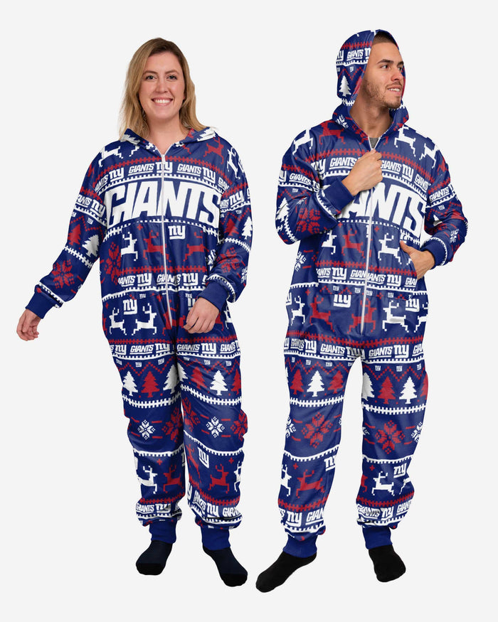 New York Giants Holiday One Piece Pajamas FOCO XS - FOCO.com