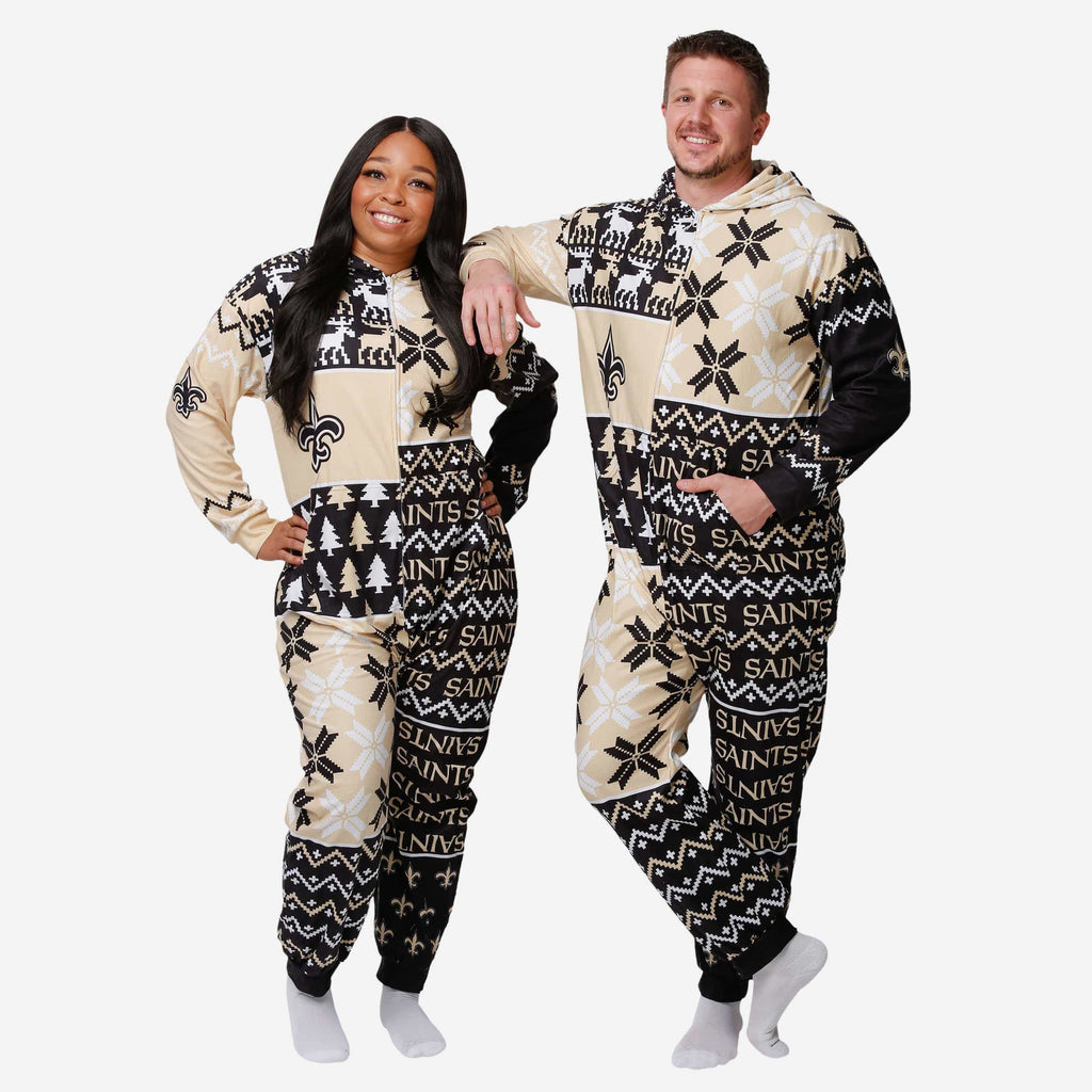 New Orleans Saints Busy Block One Piece Pajamas FOCO S - FOCO.com