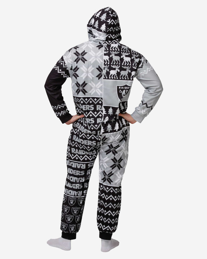 Las Vegas Raiders Busy Block One Piece Pajamas FOCO - FOCO.com