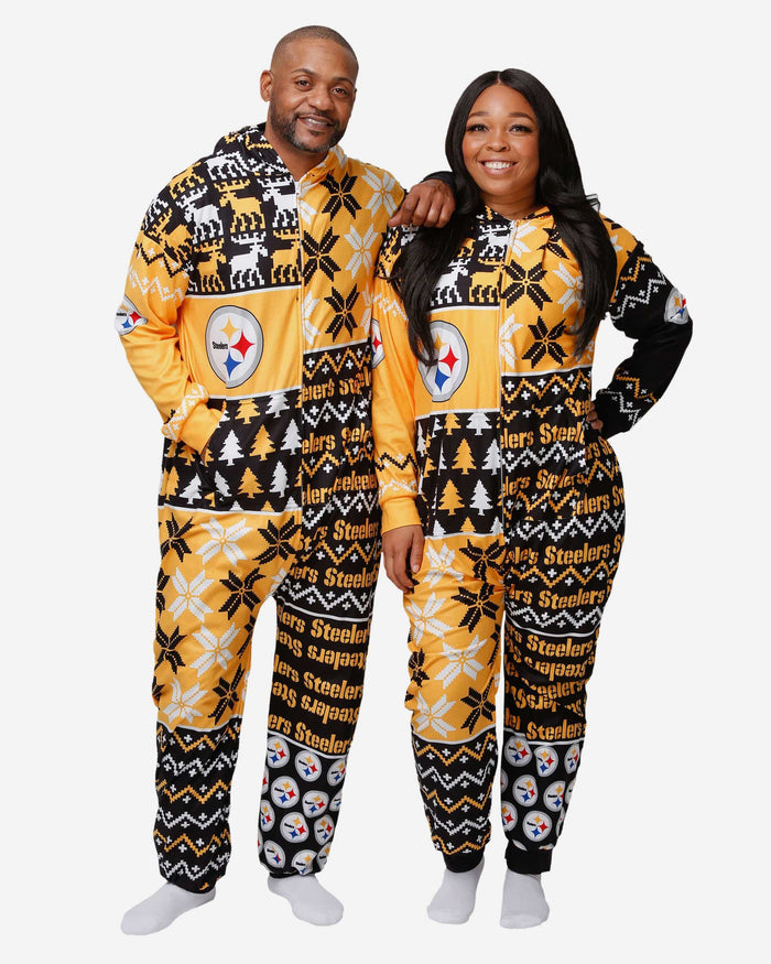 Pittsburgh Steelers Busy Block One Piece Pajamas FOCO S - FOCO.com