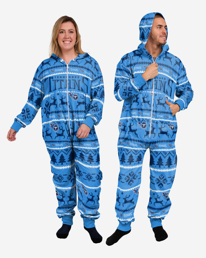 Tennessee Titans Holiday One Piece Pajamas FOCO XS - FOCO.com