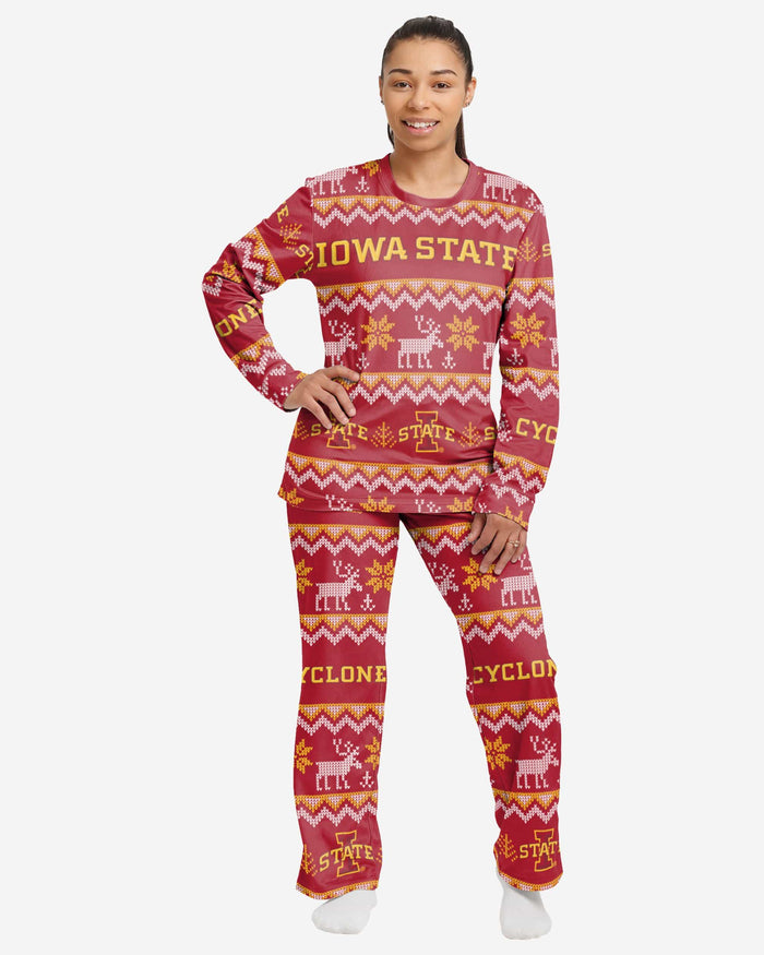 Iowa State Cyclones Womens Ugly Pattern Family Holiday Pajamas FOCO S - FOCO.com