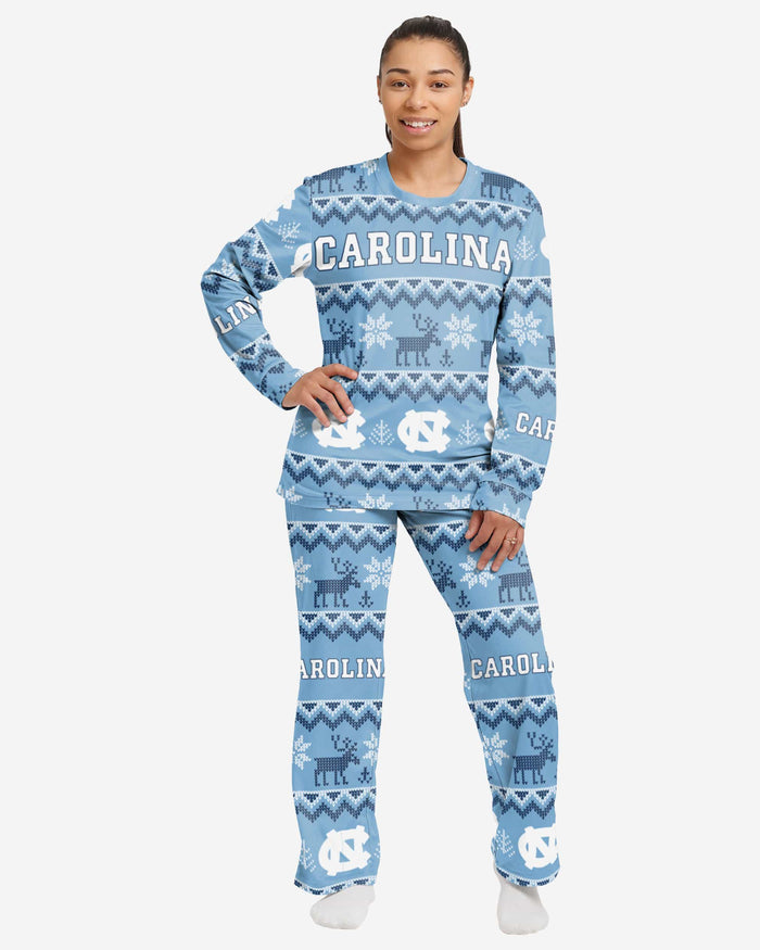 North Carolina Tar Heels Womens Ugly Pattern Family Holiday Pajamas FOCO S - FOCO.com