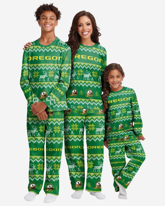 Oregon Ducks Womens Ugly Pattern Family Holiday Pajamas FOCO - FOCO.com