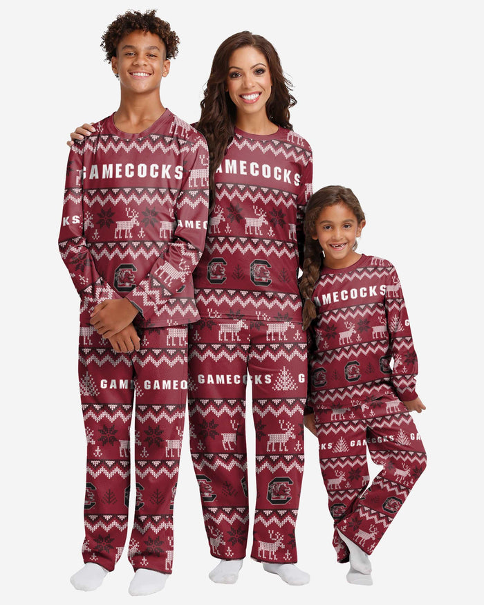 South Carolina Gamecocks Womens Ugly Pattern Family Holiday Pajamas FOCO - FOCO.com