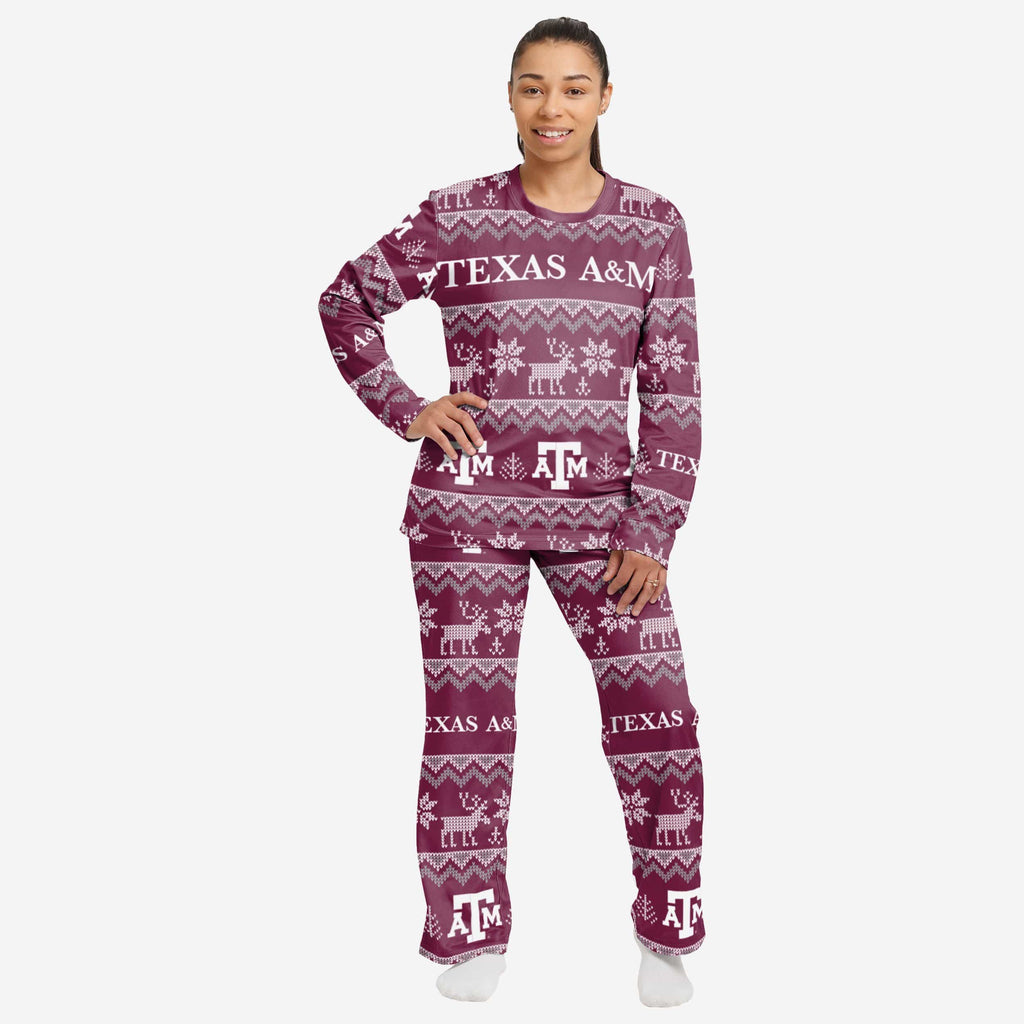 Texas A&M Aggies Womens Ugly Pattern Family Holiday Pajamas FOCO S - FOCO.com