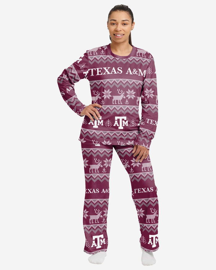 Texas A&M Aggies Womens Ugly Pattern Family Holiday Pajamas FOCO S - FOCO.com
