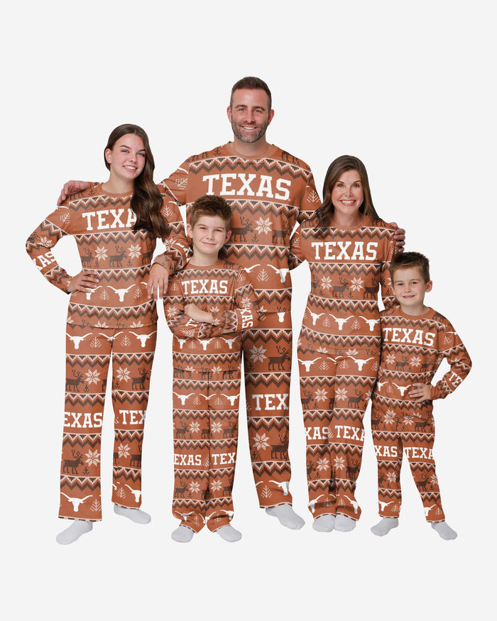Texas Longhorns Womens Ugly Pattern Family Holiday Pajamas FOCO - FOCO.com