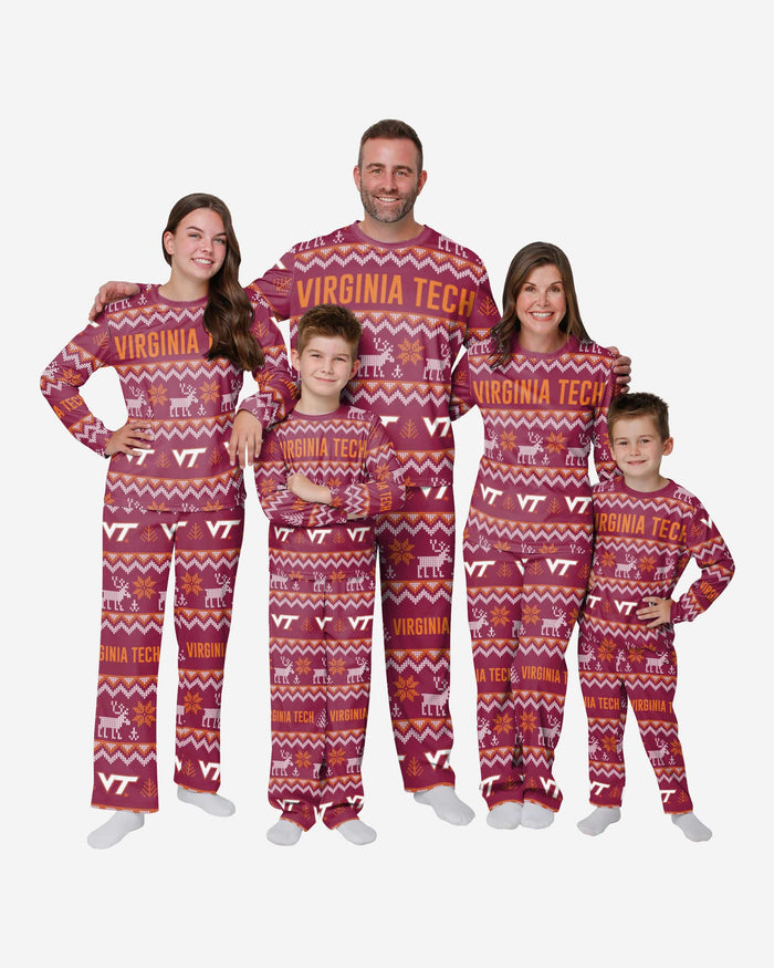 Virginia Tech Hokies Womens Ugly Pattern Family Holiday Pajamas FOCO - FOCO.com