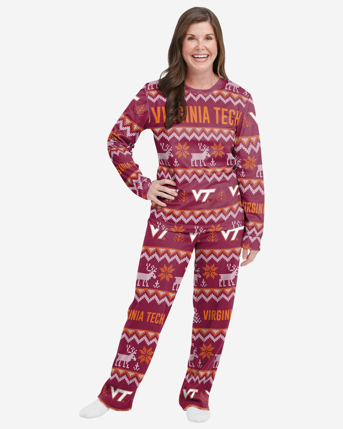 Virginia Tech Hokies Womens Ugly Pattern Family Holiday Pajamas FOCO S - FOCO.com