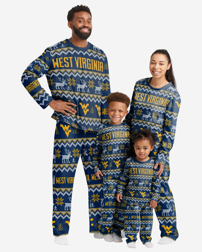 West Virginia Mountaineers Womens Ugly Pattern Family Holiday Pajamas FOCO - FOCO.com