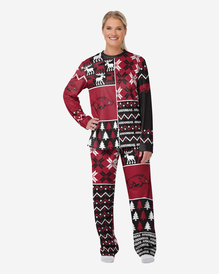 Arkansas Razorbacks Womens Busy Block Family Holiday Pajamas FOCO S - FOCO.com