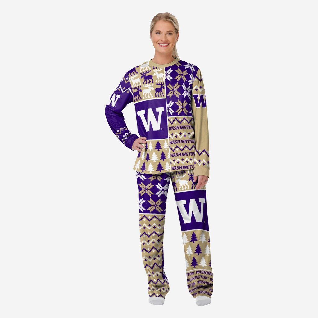 Washington Huskies Womens Busy Block Family Holiday Pajamas FOCO S - FOCO.com