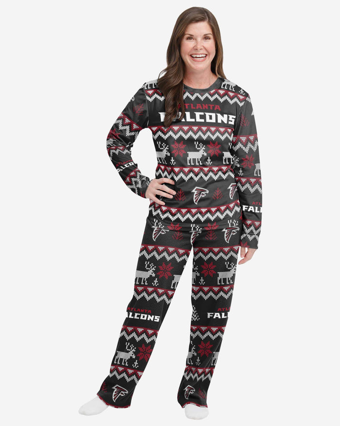 Atlanta Falcons Womens Ugly Pattern Family Holiday Pajamas FOCO S - FOCO.com