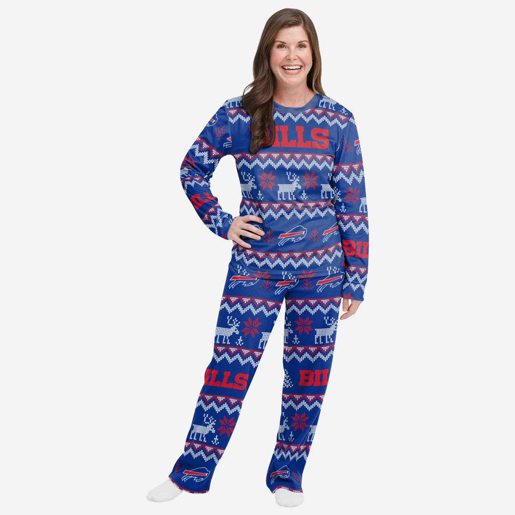 Buffalo Bills Womens Ugly Pattern Family Holiday Pajamas FOCO S - FOCO.com
