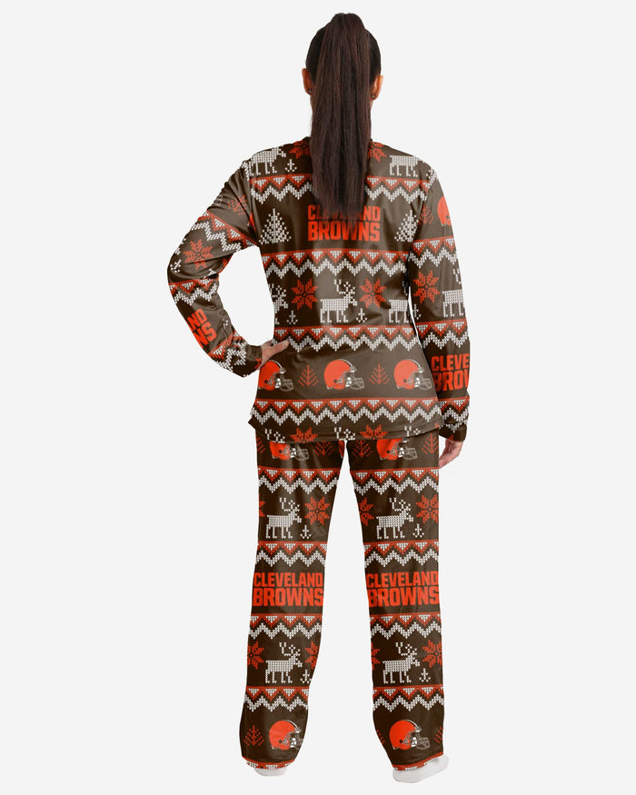 Cleveland Browns Womens Ugly Pattern Family Holiday Pajamas FOCO - FOCO.com