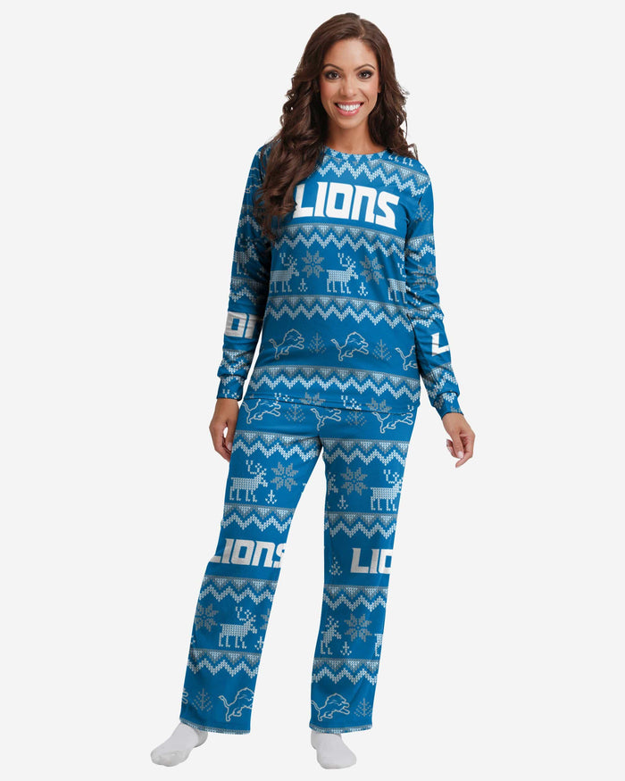 Detroit Lions Womens Ugly Pattern Family Holiday Pajamas FOCO S - FOCO.com