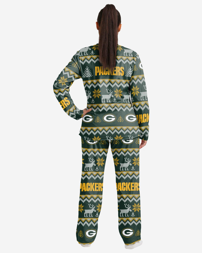 Green Bay Packers Womens Ugly Pattern Family Holiday Pajamas FOCO - FOCO.com