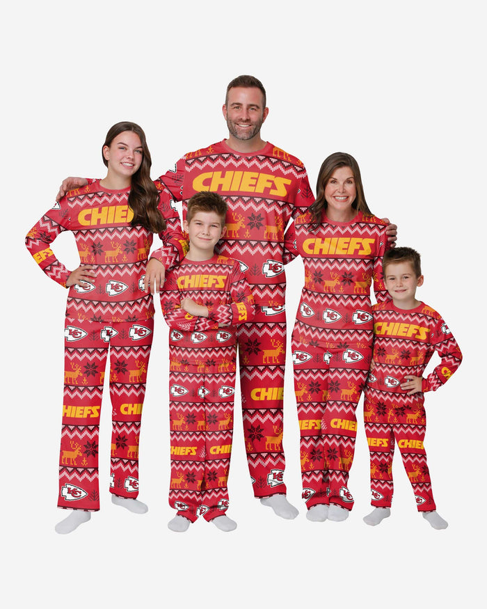 Kansas City Chiefs Womens Ugly Pattern Family Holiday Pajamas FOCO - FOCO.com