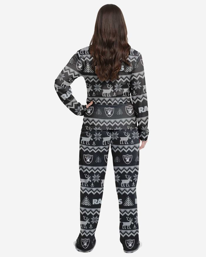 Las Vegas Raiders Womens Ugly Pattern Family Holiday Pajamas FOCO - FOCO.com